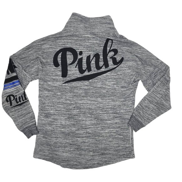 victoria's secret PINK mock neck half zip hoodie heather grey size xs - Picture 1 of 7